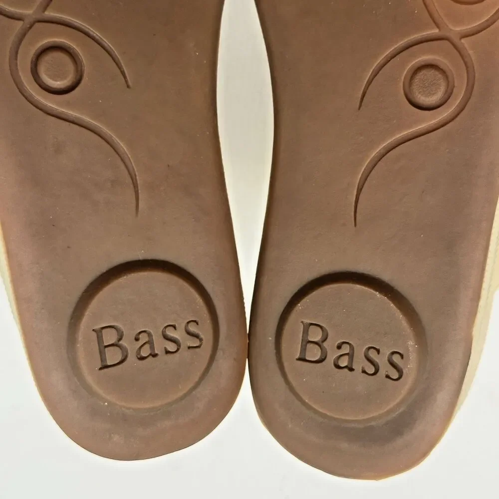 BASS Pier Nubuck Leather Sandals Women's 7M Bone Hook & Loop Comfort Slides